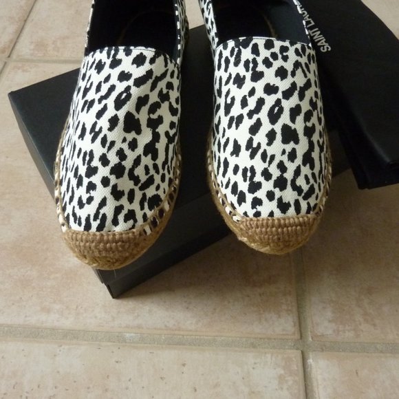 Saint Laurent Animal-Print Canvas Espadrilles 7.5 - Picture 12 of 14